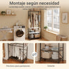 SoBuy KLS22-SCH Perchero plegable Estilo Industrial con Ruedas, portaequipajes & estantes Negro
