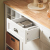 Detalle cajones aparador cocina SoBuy KNL05-W apertura suave organización utensilios