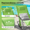 SoBuy OGS28-GRx2 Tumbonas X2 con Almohada y Bolsillo Lateral Verde