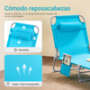 SoBuy OGS35-B Tumbona inclinable de Acero Plegable con Almohada Azul