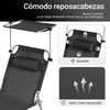 SoBuy OGS48-SCH Tumbona con Respaldo Reclinable y Parasol