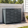 SoBuy OGS64-DG Cobertizo Cubos Basura Exterior Metal 3x240L Antracita, cerradura y soft-close, 134x80x116 cm