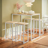 Mesa alta de bar e bancos SoBuy OGT15-WN x4, branco e natural