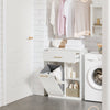 SoBuy BZR66-W Armario de Baño con 1 Cesto para Colada y 1 Cajón