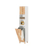 Armário de casa de banho SoBuy BZR74-W com 1 cesto de roupa suja, 1 porta e 2 prateleiras