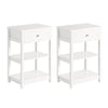 SoBuy FBT46-Wx2 Set de 2 Mesas auxiliares con 1 cajón Blanco