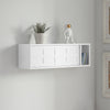 SoBuy FHK18-W Perchero de Pared con 2 Puertas Correderas y 1 Compartimento Blanco