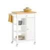 Carrinho de cozinha SoBuy FKW46-WN com 3 prateleiras, 1 porta e 1 gaveta