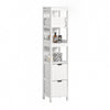 SoBuy FRG126-W Armario alto de Baño con 3 Estantes y 2 cajones Blanco