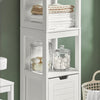SoBuy FRG126-W Armario alto de Baño con 3 Estantes y 2 cajones Blanco