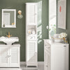 Armário de casa de banho alto SoBuy FRG236-W com 2 portas e 1 gaveta, branco