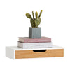 SoBuy FRG92-WN Estante de pared con cajón Blanco y bambú natural