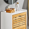 SoBuy FSR108-WN Zapatero con 3 solapas y 2 Ganchos Blanco/Madera