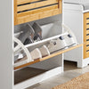 SoBuy FSR108-WN Zapatero con 3 solapas y 2 Ganchos Blanco/Madera
