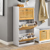 SoBuy FSR108-WN Zapatero con 3 solapas y 2 Ganchos Blanco/Madera