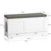 SoBuy FSR136-W Banco de madeira para gatos com 2 portas e 3 taças embutidas 90 x 36 x 44 cm