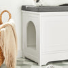 SoBuy FSR136-W Banco de madeira para gatos com 2 portas e 3 taças embutidas 90 x 36 x 44 cm