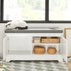SoBuy FSR136-W Banco de madeira para gatos com 2 portas e 3 taças embutidas 90 x 36 x 44 cm