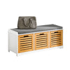 SoBuy FSR23-WN Banco Zapatero con acolchados cojines y 3 cubos