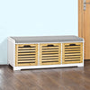 SoBuy FSR23-WN Banco Zapatero con acolchados cojines y 3 cubos