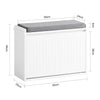 SoBuy FSR98-W Banco Zapatero con 1 solapas Blanco 60x26x46cm