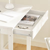 SoBuy FWT43-W Mesa de escritorio con un cajón y 2 ganchos Blanco 60x40x76 cm