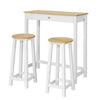 Set mesa alta bar SoBuy FWT50-WN blanco natural 95x40x107cm con 2 taburetes reposapiés