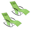 SoBuy OGS28-GRx2 Tumbonas X2 con Almohada y Bolsillo Lateral Verde