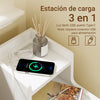 SoBuy FBT178-E-WN Mesita de Noche Flotante con luz LED y Estación de Carga Blanca