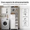 SoBuy BZR104-W Armario Alto de Baño con Estantes y Cesto para Ropa Sucia Blanco