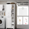 SoBuy BZR104-W Armario Alto de Baño con Estantes y Cesto para Ropa Sucia Blanco