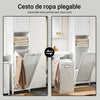 SoBuy BZR124-W Mueble Columna de Baño con 1 Cesto para Ropa Sucia Blanco