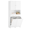 Armário de casa de banho alto SoBuy BZR215-W com 2 cestos de roupa e 2 gavetas, branco 