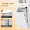 Armário de casa de banho alto SoBuy BZR216-W com 1 cesto de roupa suja e 1 porta, branco 