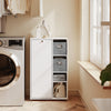 SoBuy BZR218-W Armario Baño Estrecho con 2 Cajones de Cesta Tela Blanco