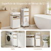 SoBuy BZR225-WN Mueble Auxiliar Estrecho con Ruedas Estrecho para Baño Blanco