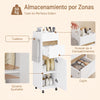 SoBuy BZR225-WN Mueble Auxiliar Estrecho con Ruedas Estrecho para Baño Blanco