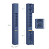 SoBuy BZR34-II-B Mueble Columna de Baño Estrecho con 5 Estantes 2 Puertas y 1 Cajón Azul Oscuro