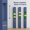 SoBuy BZR34-II-B Mueble Columna de Baño Estrecho con 5 Estantes 2 Puertas y 1 Cajón Azul Oscuro