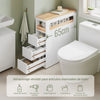 SoBuy BZR54-II-W Carrito Estrecho con 1 Bandeja Extraíble y 3 cajones Blanco y natural
