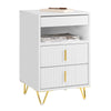 SoBuy FBT168-W Mesita de Noche Mesa Auxiliar con 3 cajones y Estante Blanca 40x40x63 cm