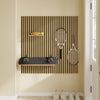 SoBuy FHK40-N Estantería de Pared Flotante de Roble con 2 Estantes y 3 Ganchos Natural 120x19x120 cm