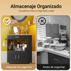 SoBuy FKW113-SCH Carrito de Servicio con Estantes Laterales Cajón Puertas y Toallero Negro