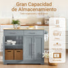 SoBuy FKW129-HG Isla Cocina con Tablero abatible y Ruedas Ocultas Gris 113×44–69×91 cm