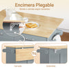SoBuy FKW129-HG Isla Cocina con Tablero abatible y Ruedas Ocultas Gris 113×44–69×91 cm