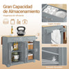 SoBuy FKW129-HG Isla Cocina con Tablero abatible y Ruedas Ocultas Gris 113×44–69×91 cm