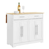 Carrinho de cozinha SoBuy FKW129-WN com rodas, ilha de cozinha com bancada extensível