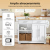 Carrinho de cozinha SoBuy FKW129-WN com rodas, ilha de cozinha com bancada extensível