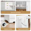 Carrinho de cozinha SoBuy FKW129-WN com rodas, ilha de cozinha com bancada extensível