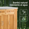 SoBuy FKW130-N Isla de Cocina con Ruedas con Superficie de Trabajo Extensible